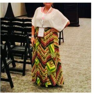 Vintage Lularoe Lucy long Maxi lined skirt Medium patchwork